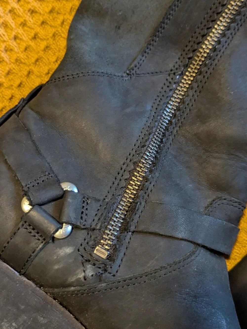 Women’s Tall Black Leather Zip Boots, 8